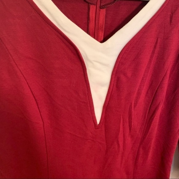 Mushare Midi Ponte Sheath Dress Crimson Cream - Picture 5 of 11